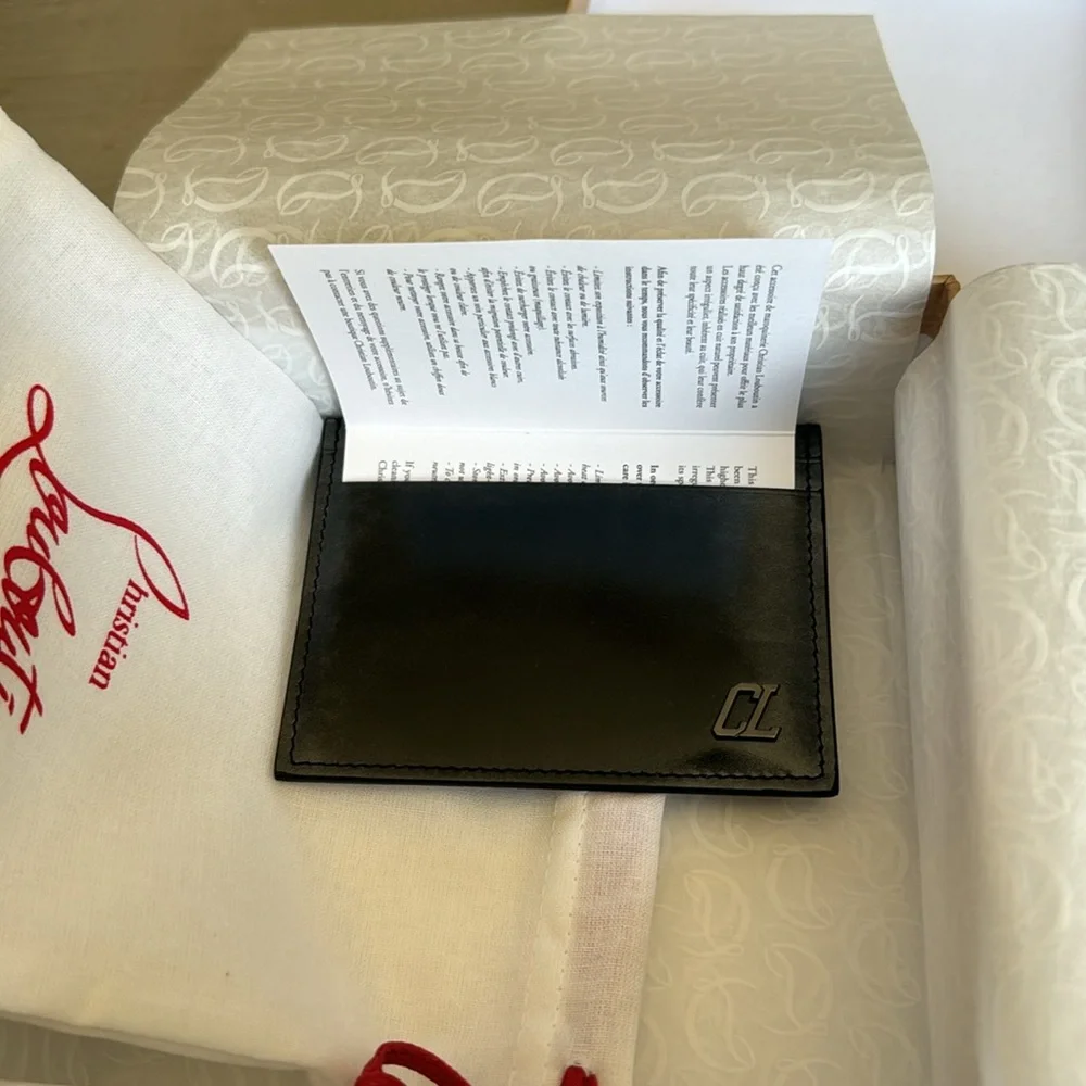 Christian Louboutin kios wallet card case gunmetal ombré silver black holder